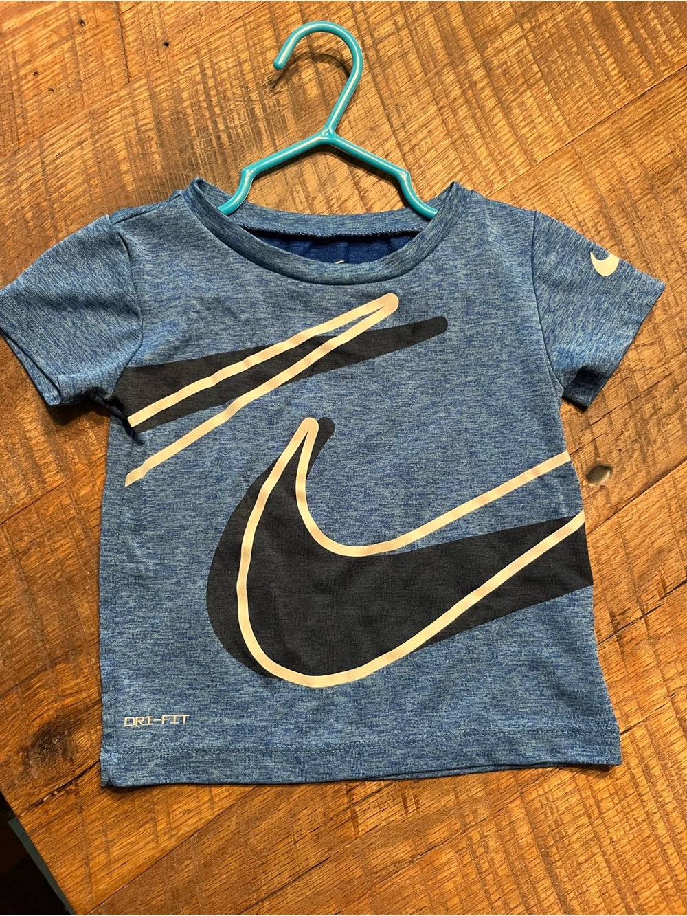 Nike Blue Heather Short Sleeve Tee with Large Swoosh